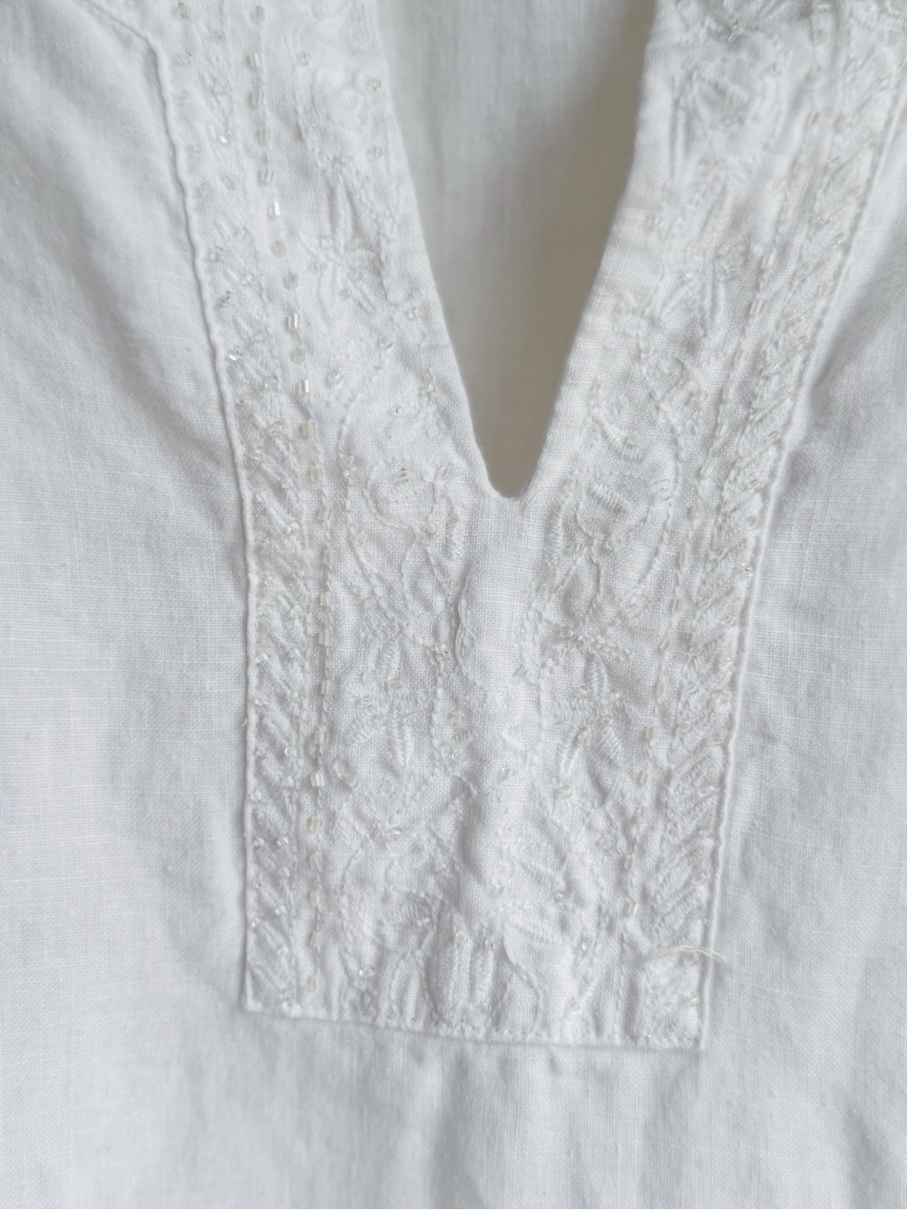 Edward Irish Linen White Embroidered Blouse XL - Picture 7 of 8